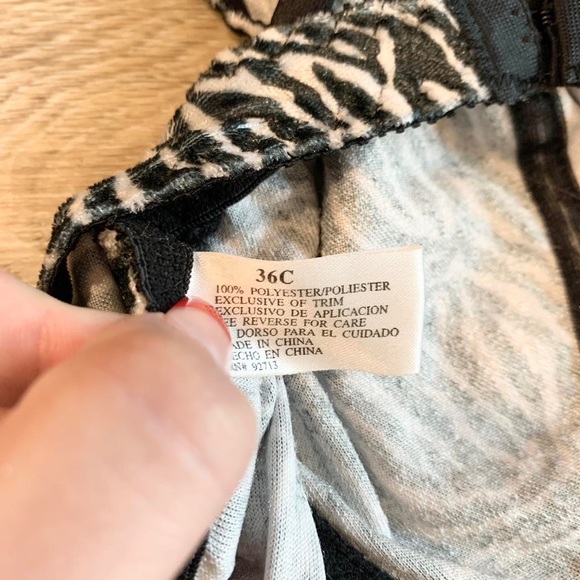 Vintage Y2K 90s fur fuzzy zebra mcbling animal print bra - Picture 4 of 4